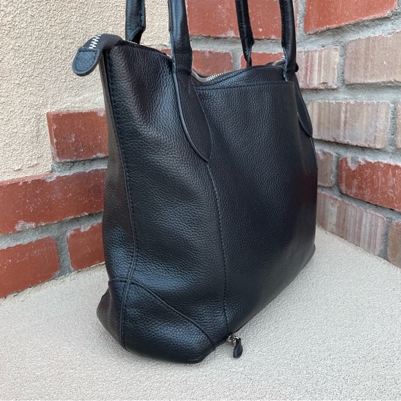 LODIS Siera Genuine Leather Luggage Travel Trolley Tote in Black w/Scarf - Picture 7 of 12